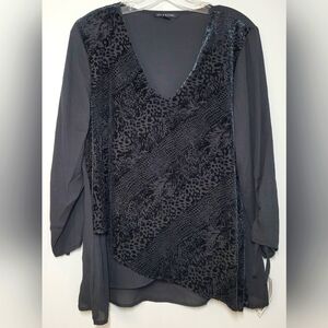 Zac & Rachel Black Dress Blouse Large